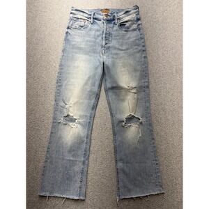 Mother The Looker High Rise Button Fly Distressed Light Wash Jeans Size 27